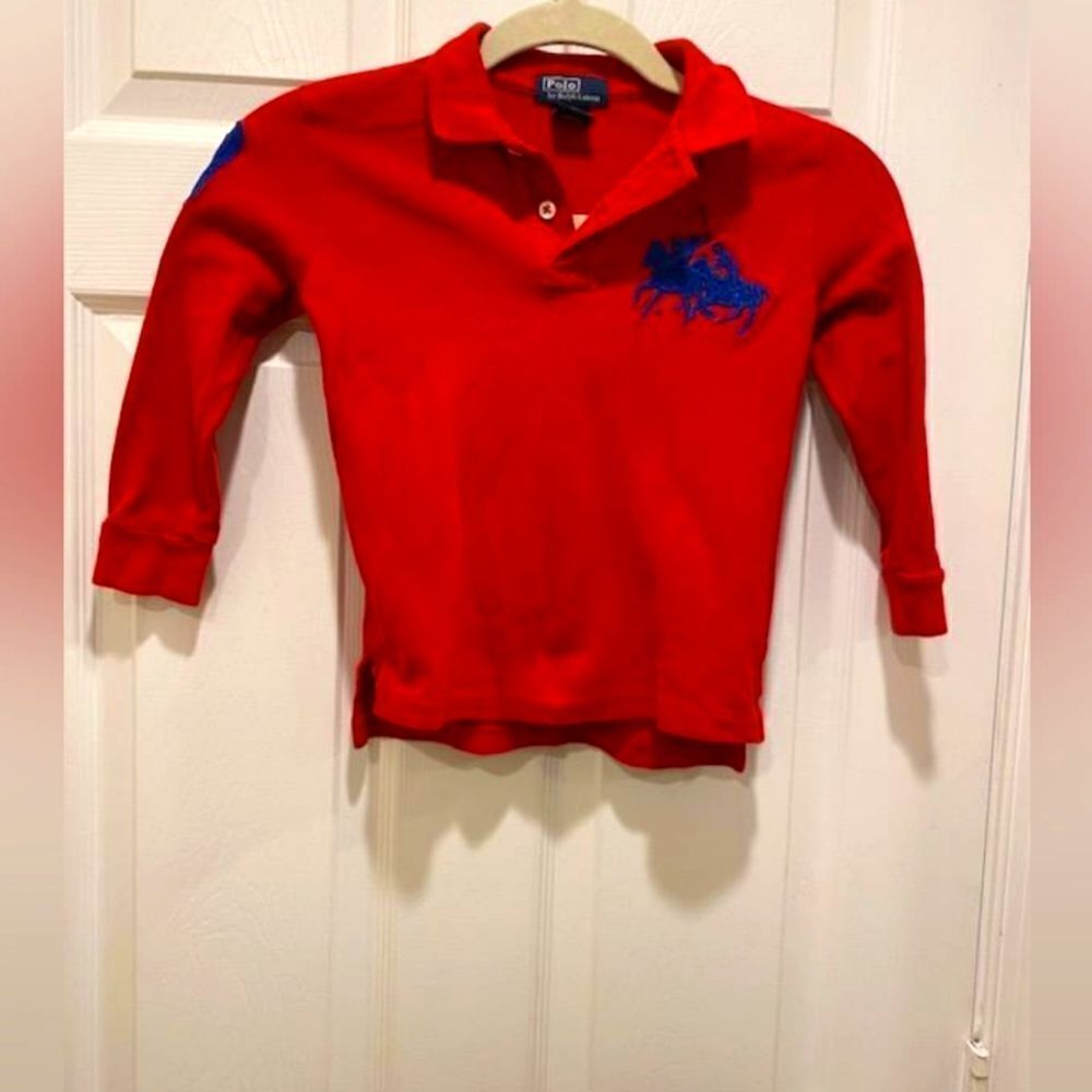 Polo Big Pony Cotton Mesh Longsleeve Shirt, sz 5, Boys.